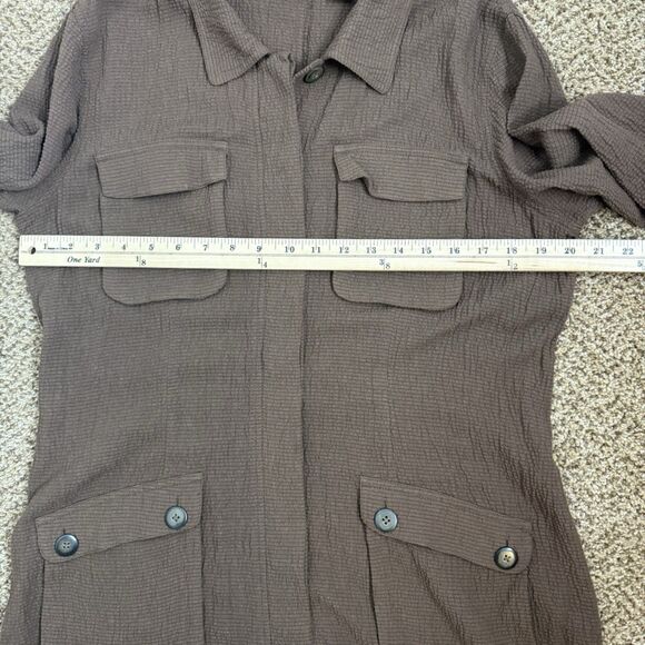 J. Jill Linen /Rayon 2 Pce Set Jacket & Pants in M 10 Brown Seersucker Lagenlook - Picture 6 of 16